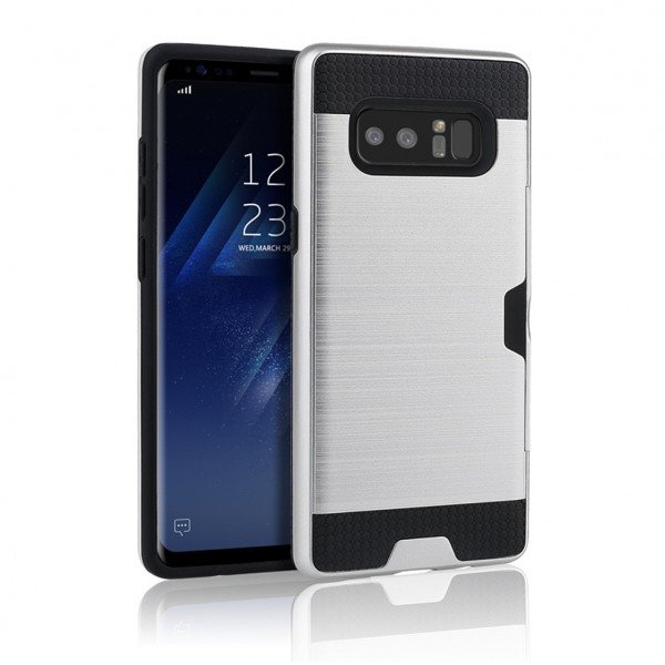 Wholesale Galaxy Note 8 Credit Card Armor Hybrid Case (Silver)